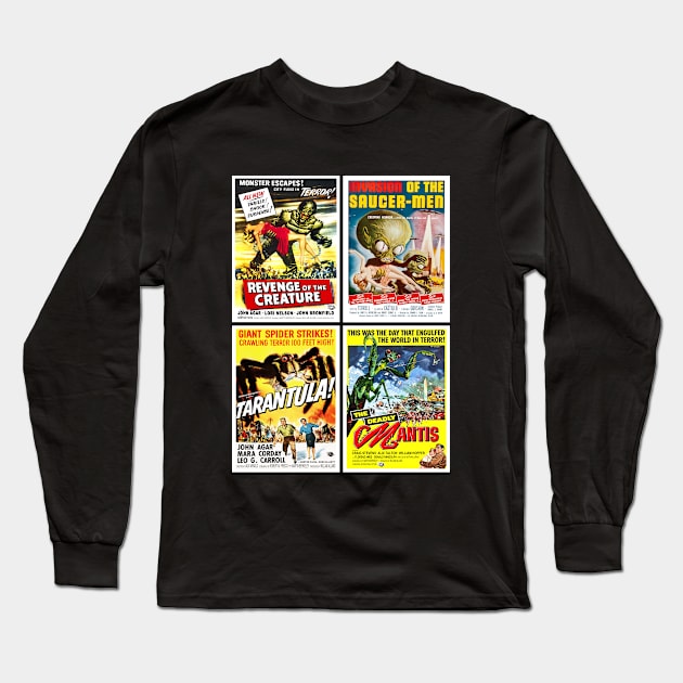 Vintage Horror Movie Collection Long Sleeve T-Shirt by RockettGraph1cs